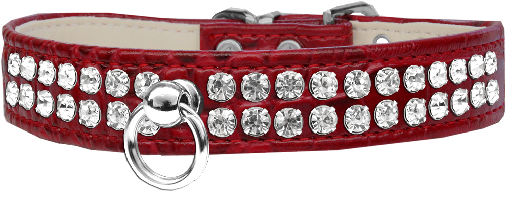 Style #72 Rhinestone Designer Croc Dog Collar Red Size 16
